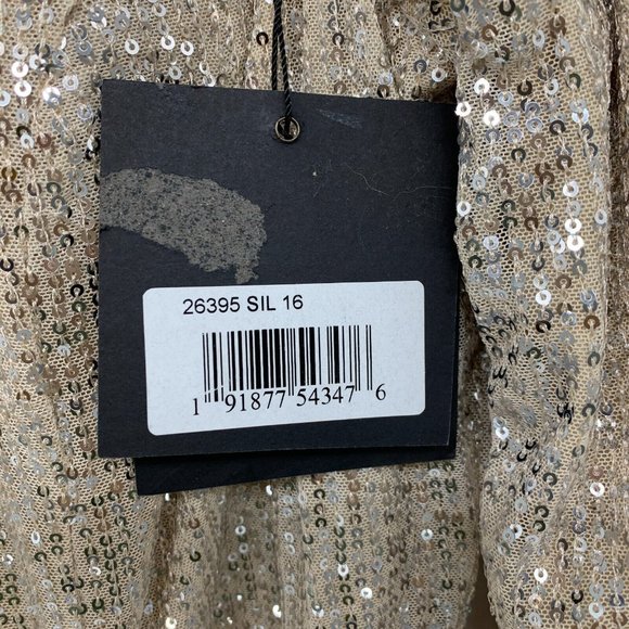 IEENA Mac Duggal Dress 26395 Long Sleeve Sequin Wrap V Neck Gown - Picture 7 of 16